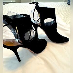 Aquazzura Black Cutout suede Heels. Worn one time at formal event. Size 38.